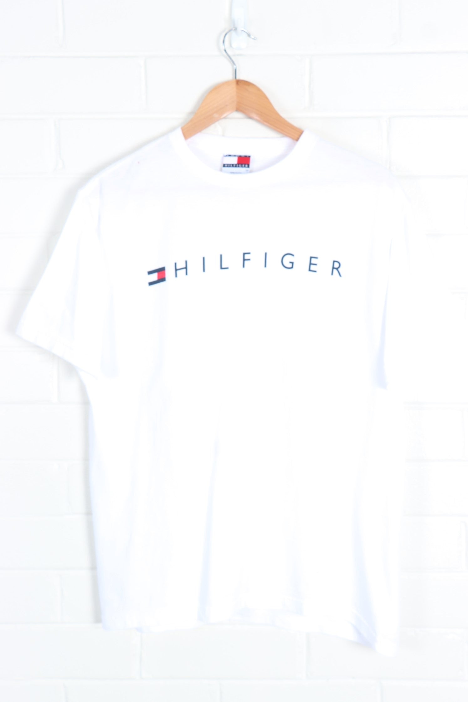 Vintage Tommy Jeans White T Shirt Large Tommy Hilfiger Spell Out