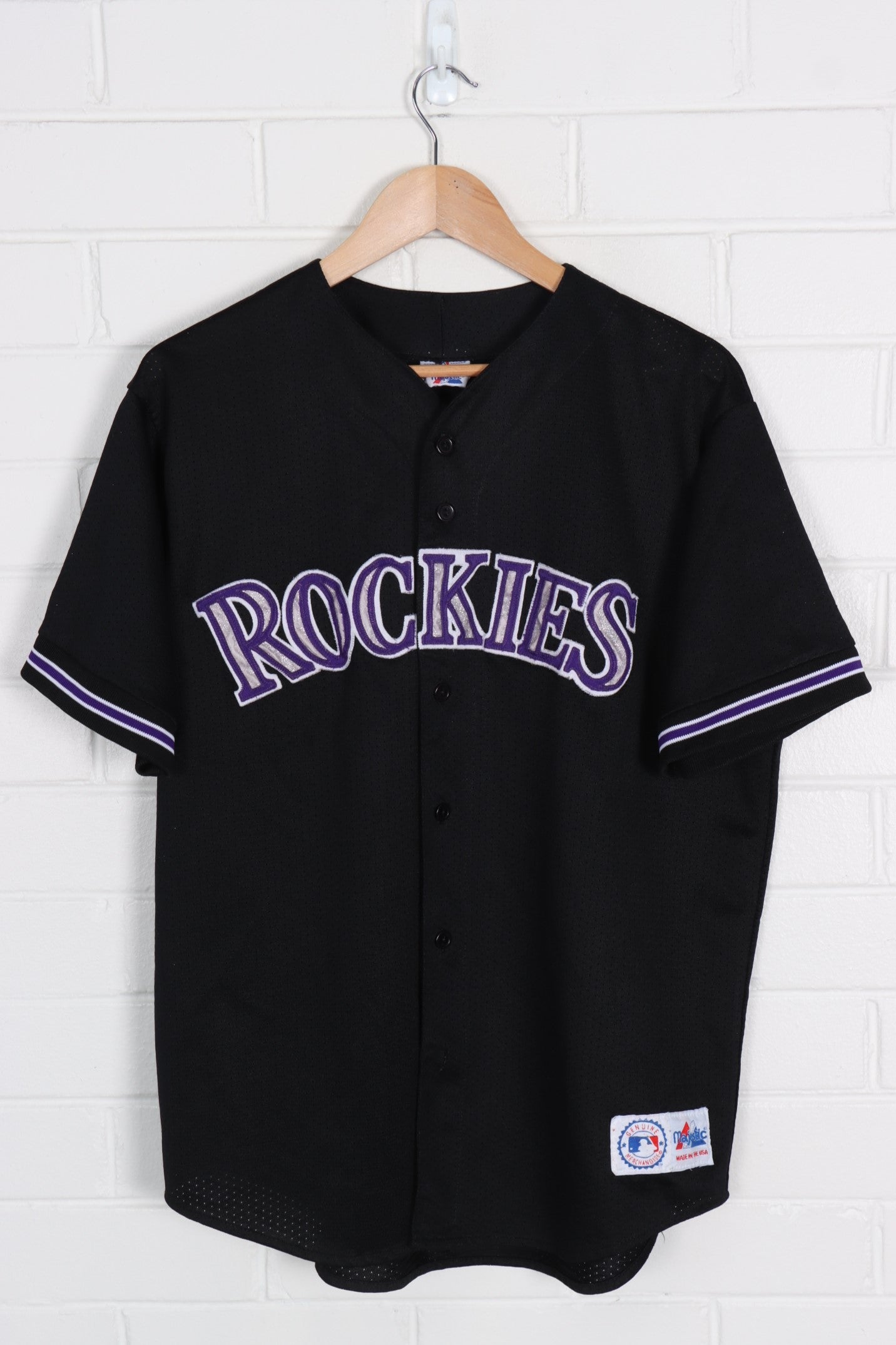 MLB Colorado Rockies Girls Short Sleeve Button Down Mesh Jersey