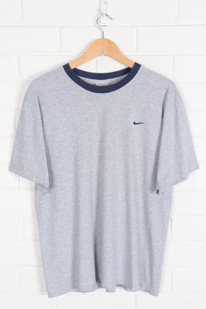 NIKE Embroidered Swoosh Navy & Grey T-Shirt (L)