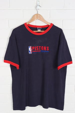 Pistons Basketball Embroidered USA Made Ringer Tee (XL)