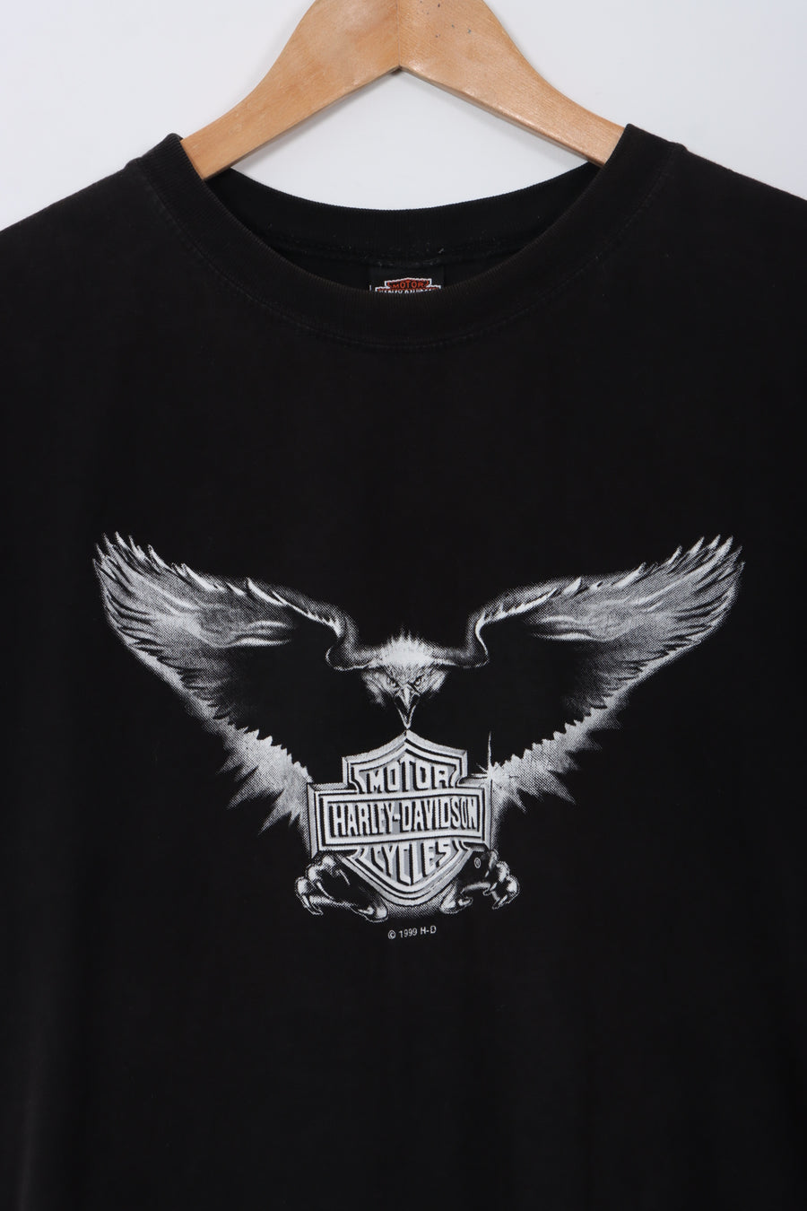 1990s HARLEY DAVIDSON Aruba Front Back Eagle Print Black T-shirt (M-L)