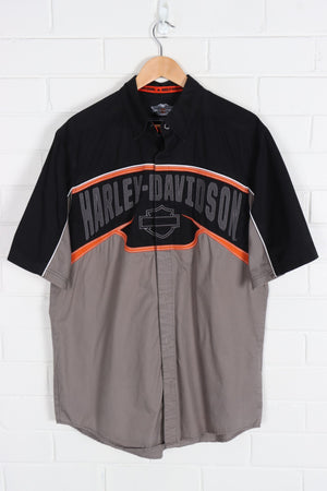 HARLEY DAVIDSON Embroidered Black & Grey Shirt (L)