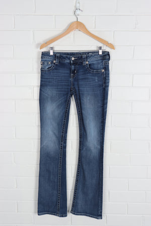 MISS ME Sequin Stitch Pockets Signature Boot Cut Jeans (Women's 28)