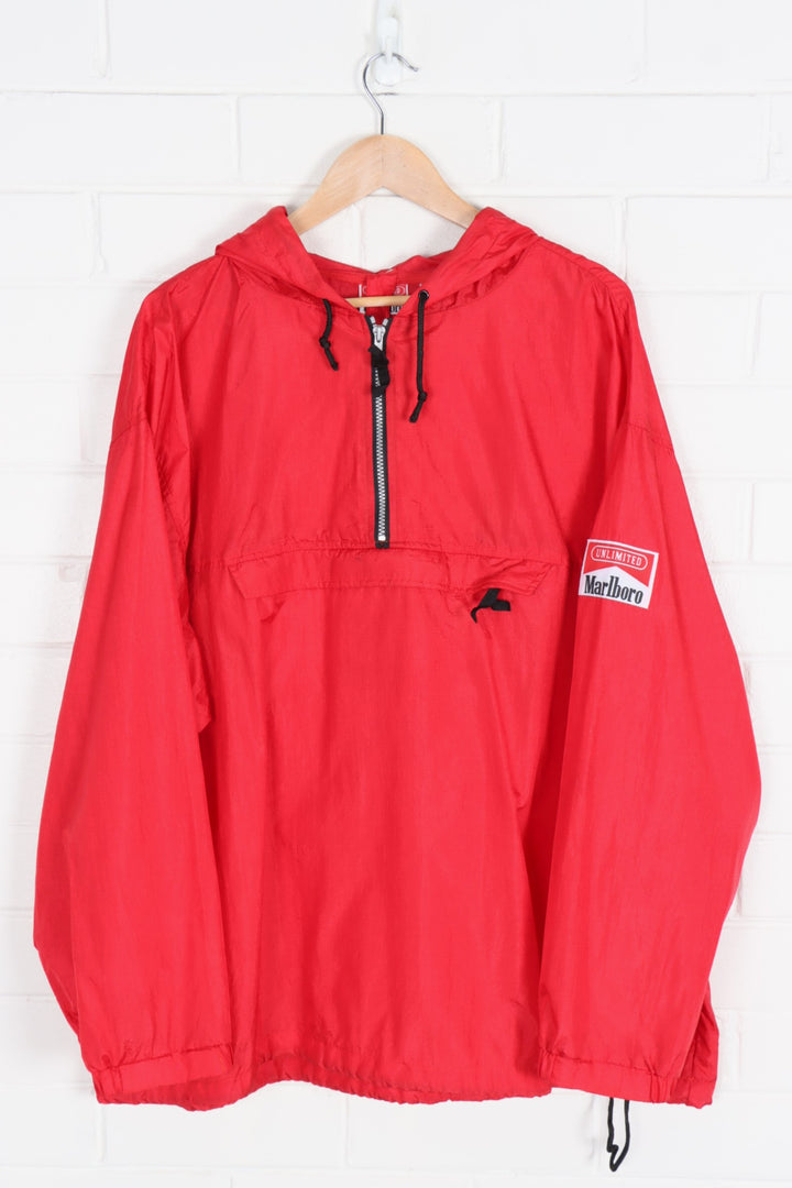 Marlboro Red Advertising 1/4 Zip Retractable Hood Windbreaker (XXL)