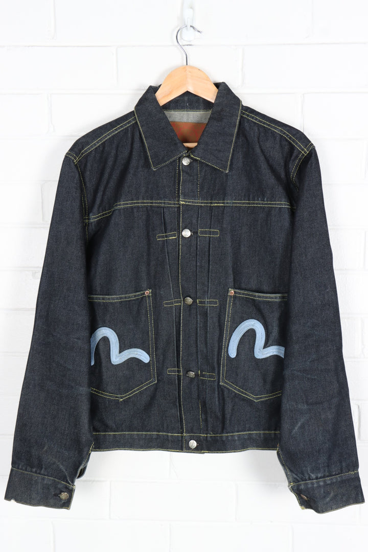 EVISU Seagull Embroidered Button Up Denim Jacket (M-L)