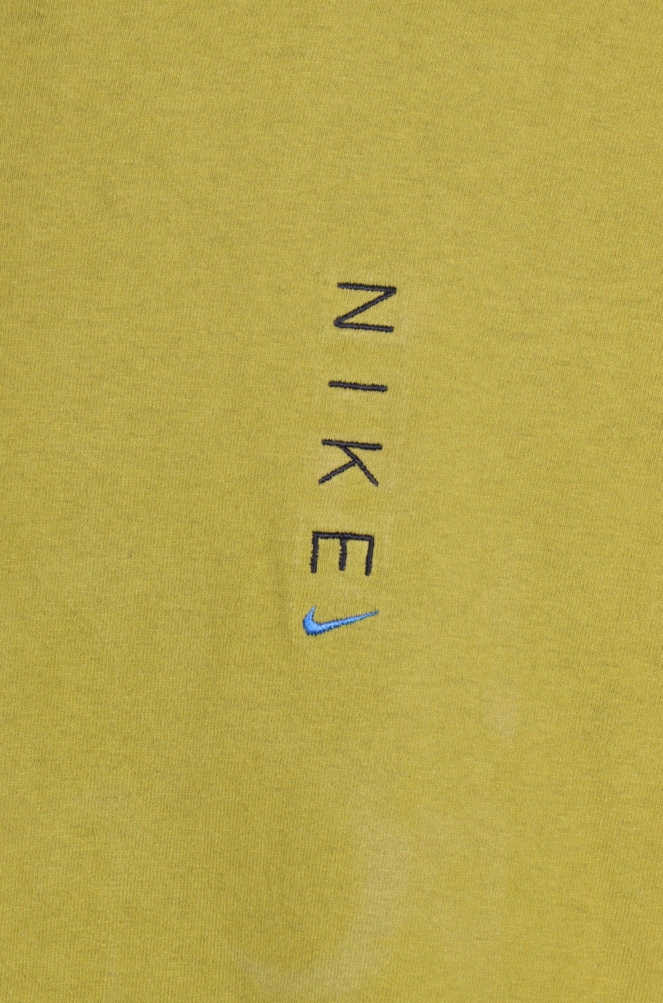 NIKE Embroidered Vertical Logo Olive Green T Shirt USA Made XL