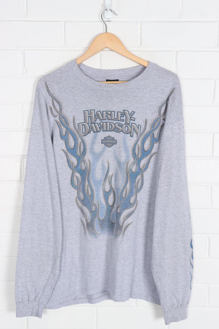 HARLEY DAVIDSON Blue Flame USA Made Long Sleeve Tee (L)