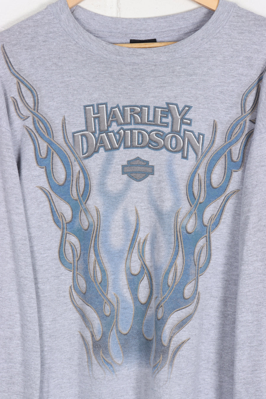 HARLEY DAVIDSON Blue Flame USA Made Long Sleeve Tee (L)