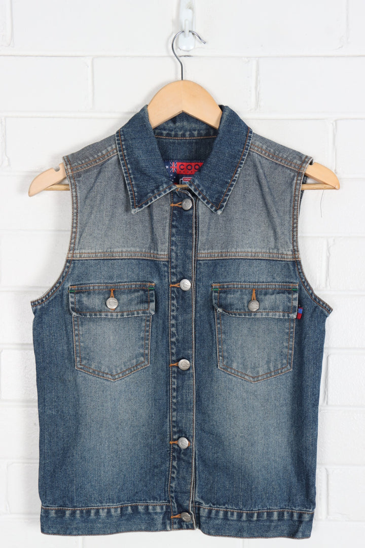 COOGI Medium Wash Button Up Denim Vest (S)