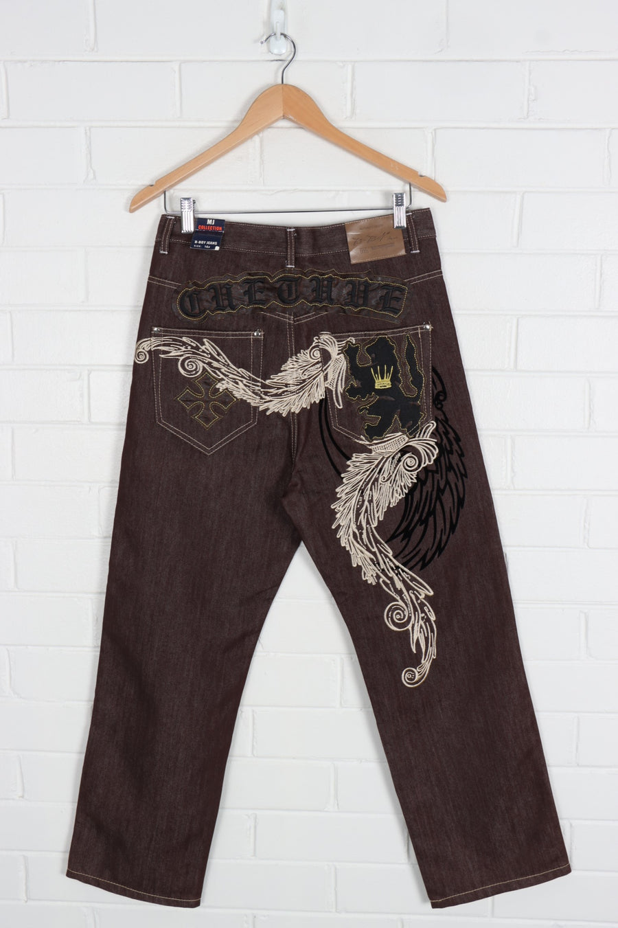 B-Boy MJ Collection Embroidered Wings Brown Jeans (16)