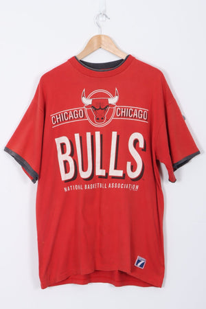 1990 Chicago Bulls LOGO 7 NBA Red T-Shirt (XL)