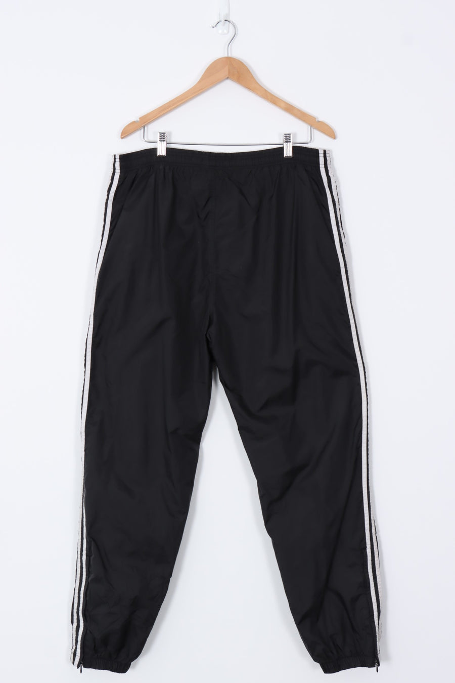 ADIDAS Black & White 3-Stripe Drawstring Track Pants (L)