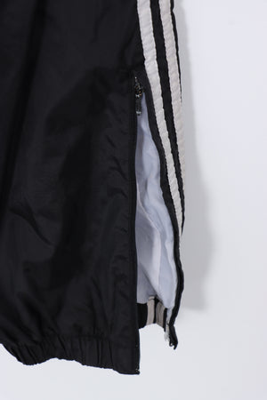 ADIDAS Black & White 3-Stripe Drawstring Track Pants (L)