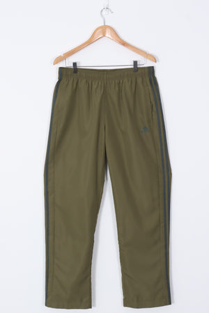 ADIDAS Climalite 3-Stripe Two Tone Green Draw String Track Pants (L)