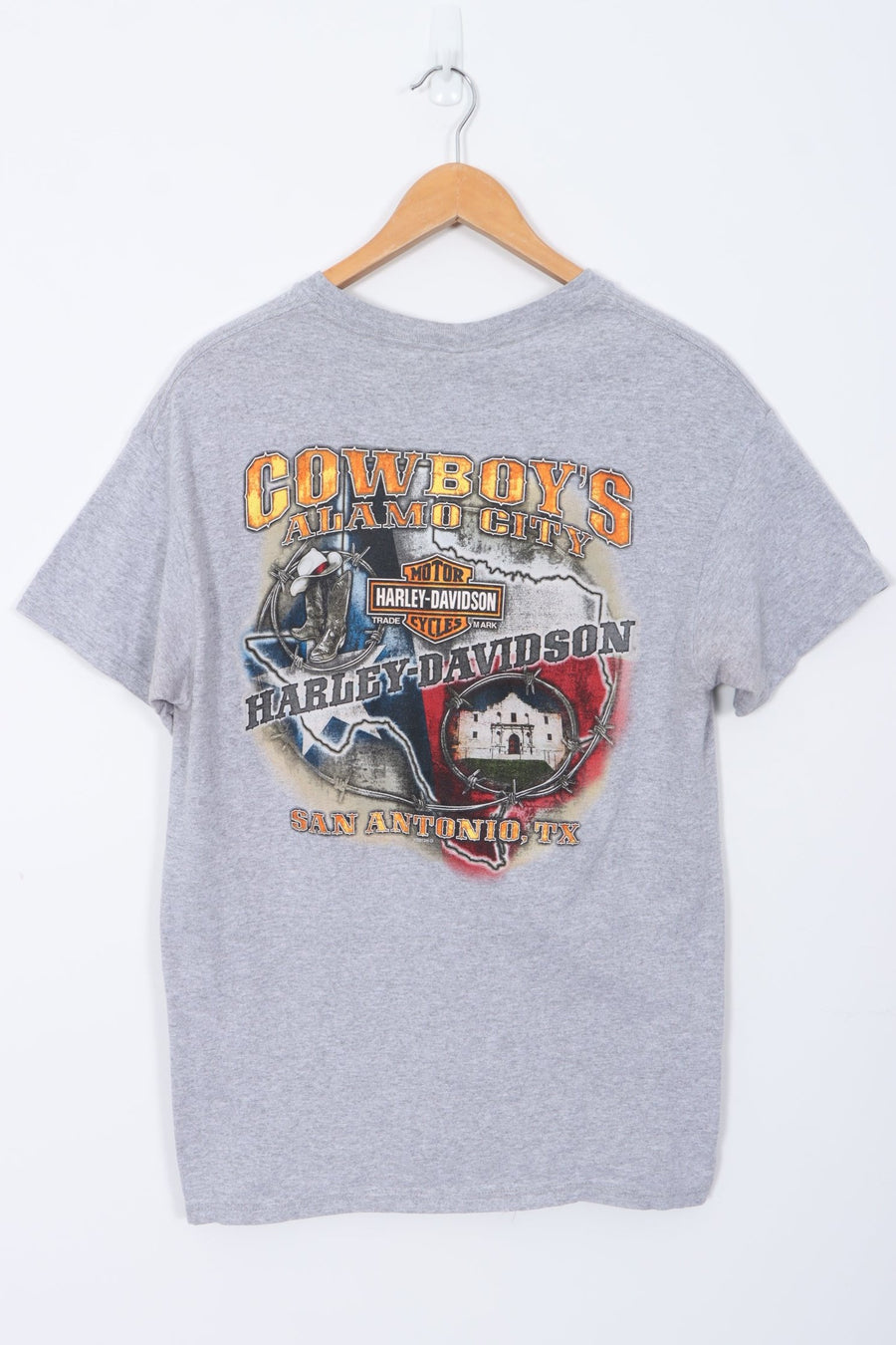 HARLEY DAVIDSON 'Cowboys Alamo City' Front Back Graphic T-Shirt (M)