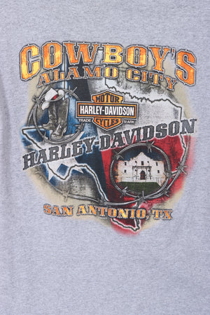 HARLEY DAVIDSON 'Cowboys Alamo City' Front Back Graphic T-Shirt (M)