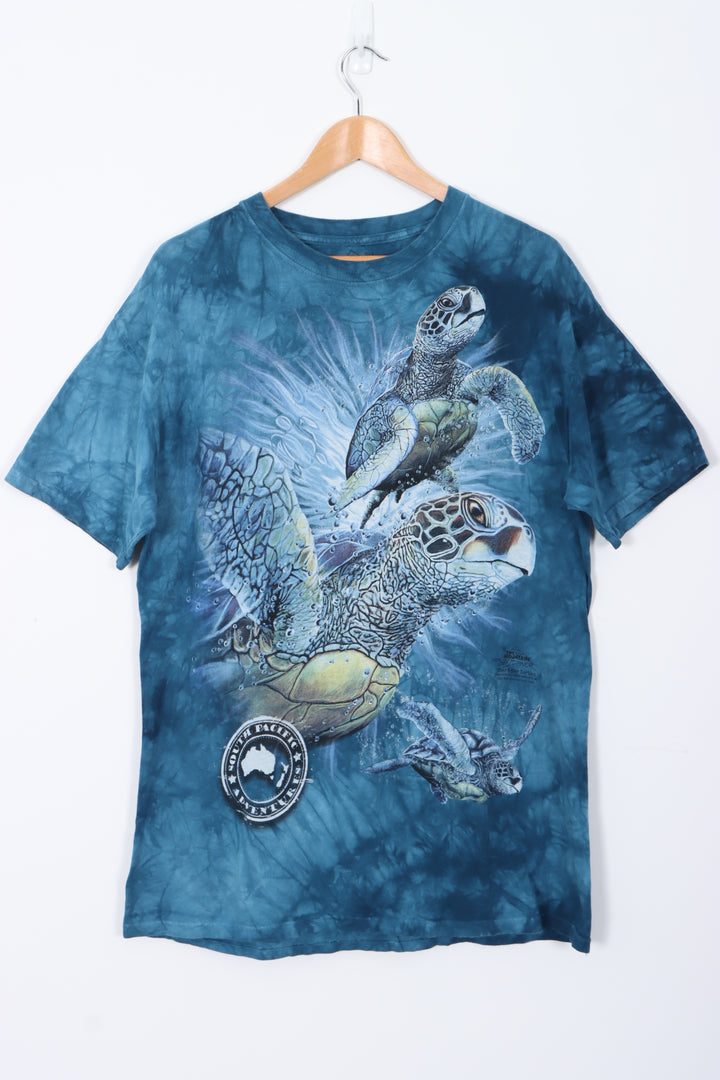 Tie Dye Ocean Habitat 'Find Nine Sea Turtles' Animal T-Shirt (L-XL)