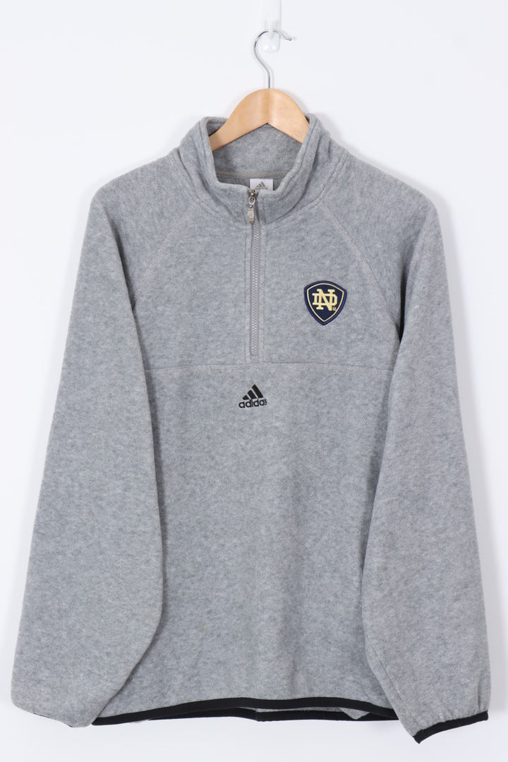 ADIDAS Grey & Black Embroidered Notre Dame 1/4 Zip Fleece (L-XL)