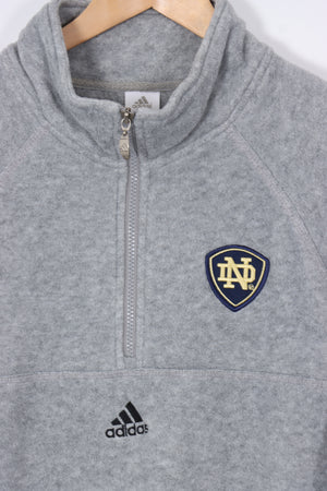 ADIDAS Grey & Black Embroidered Notre Dame 1/4 Zip Fleece (L-XL)