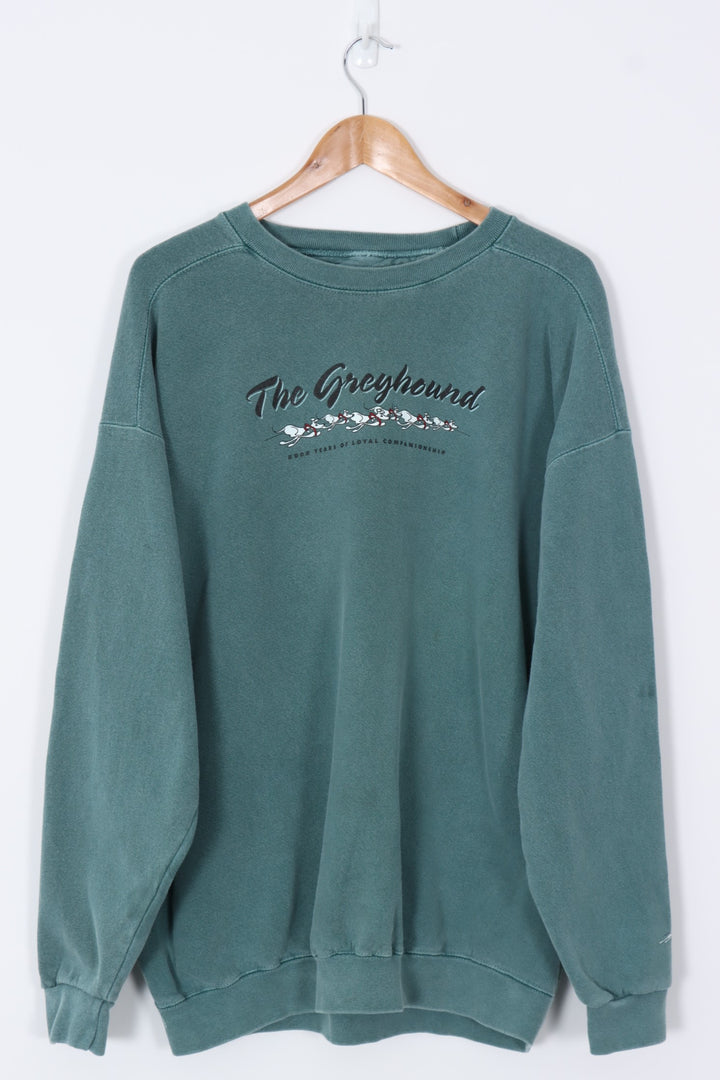 GREYHOUND Dogs Green Loyal Companionship Sweatshirt USA Made (XXL)