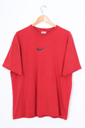 NIKE Centre Swoosh Red & Black Tee (XL)