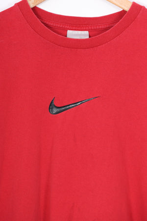 NIKE Centre Swoosh Red & Black Tee (XL)