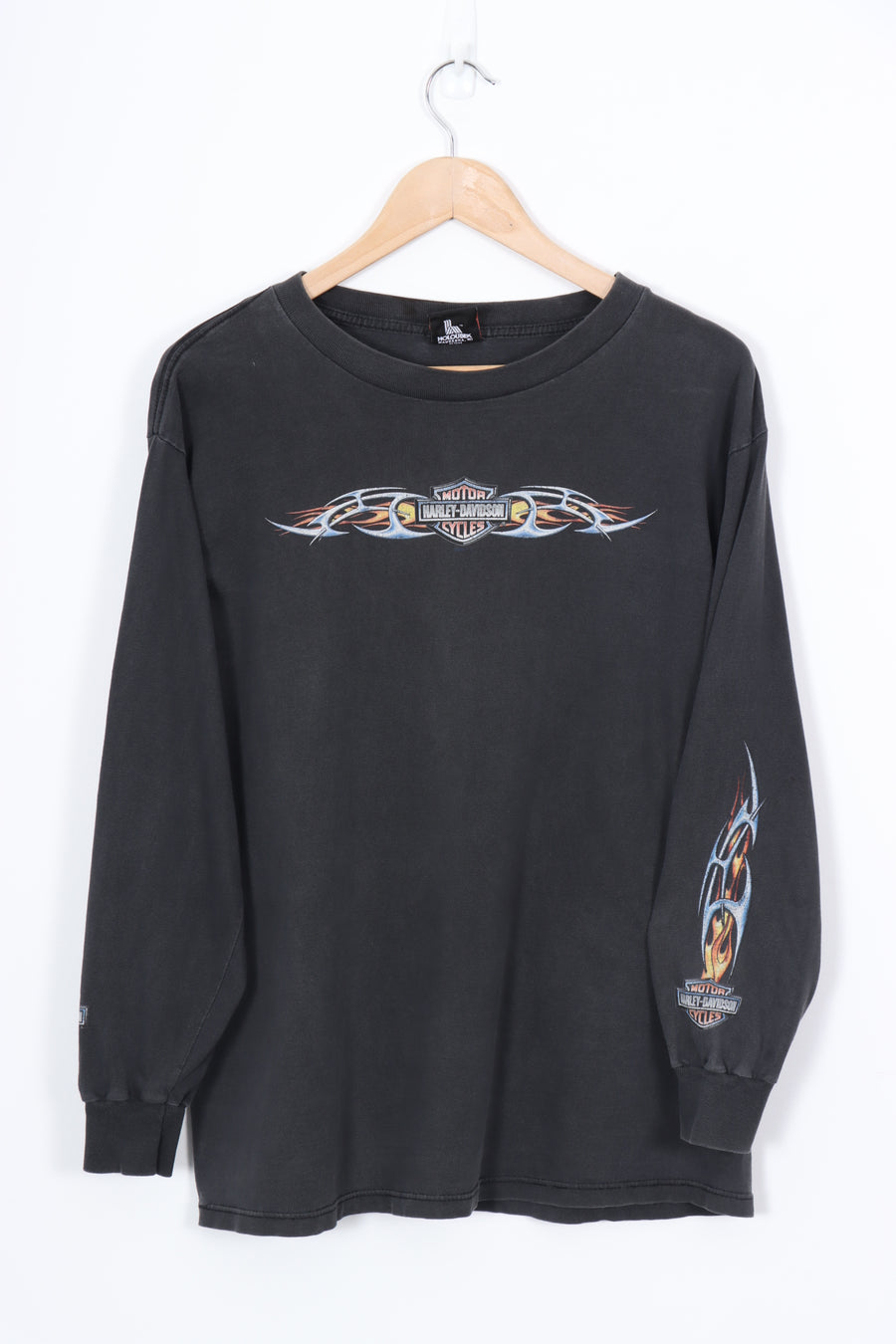 HARLEY DAVIDSON Chrome Flame Detail Long Sleeve Tee (L)