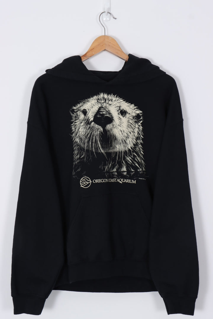 OTTER Oregon Coast Aquarium Front Pocket Hoodie Sweatshirt (L-XL)