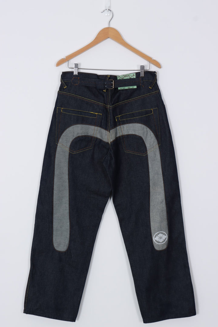 EVISU Back Detail & Back Buckle Dark Wash Jeans (30)