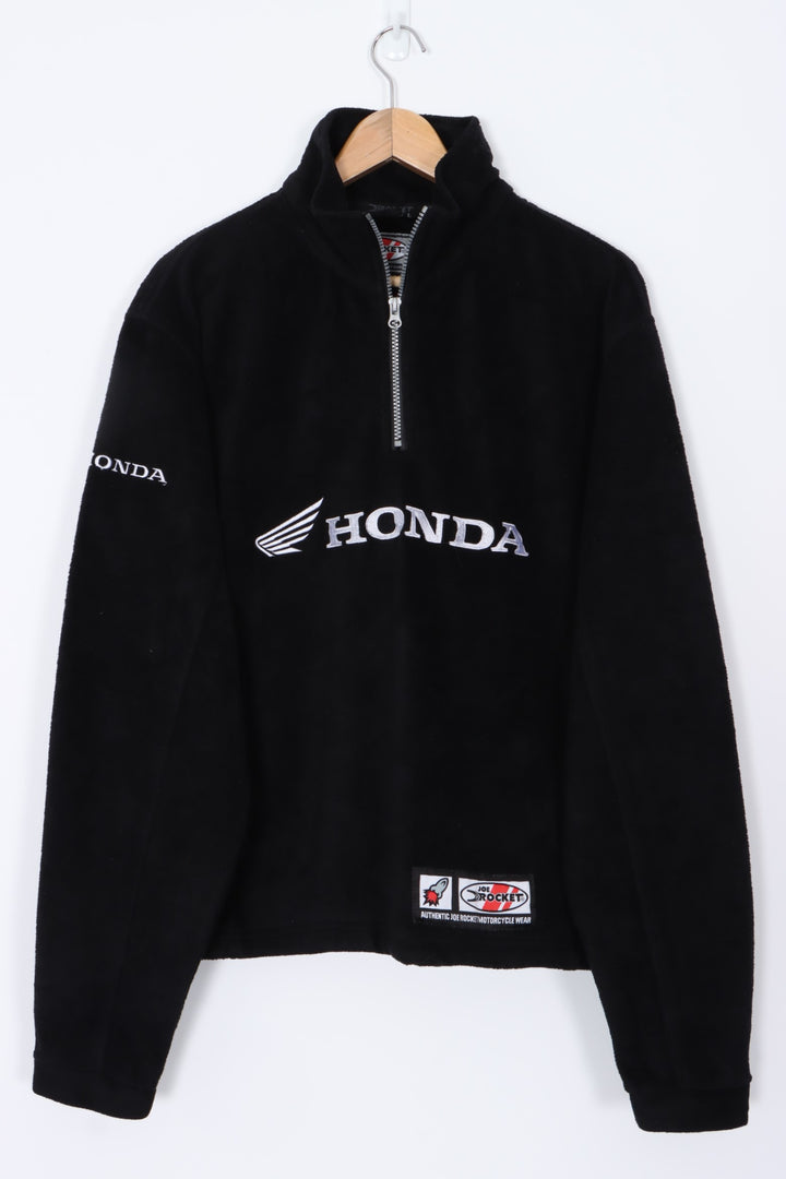 HONDA Black Embroidered 1/4 Zip Joe Rocket Fleece Sweatshirt (L)