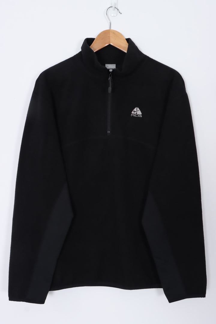 NIKE ACG Embroidered Logo 1/4 Zip Black Fleece Sweatshirt (L)