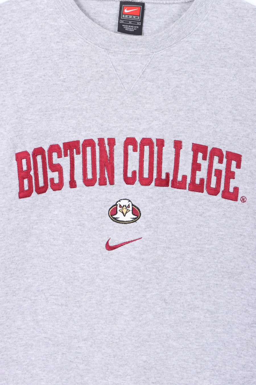 Boston College Spell Out NIKE Centre Swoosh Logo Boxy Sweatshirt (M)