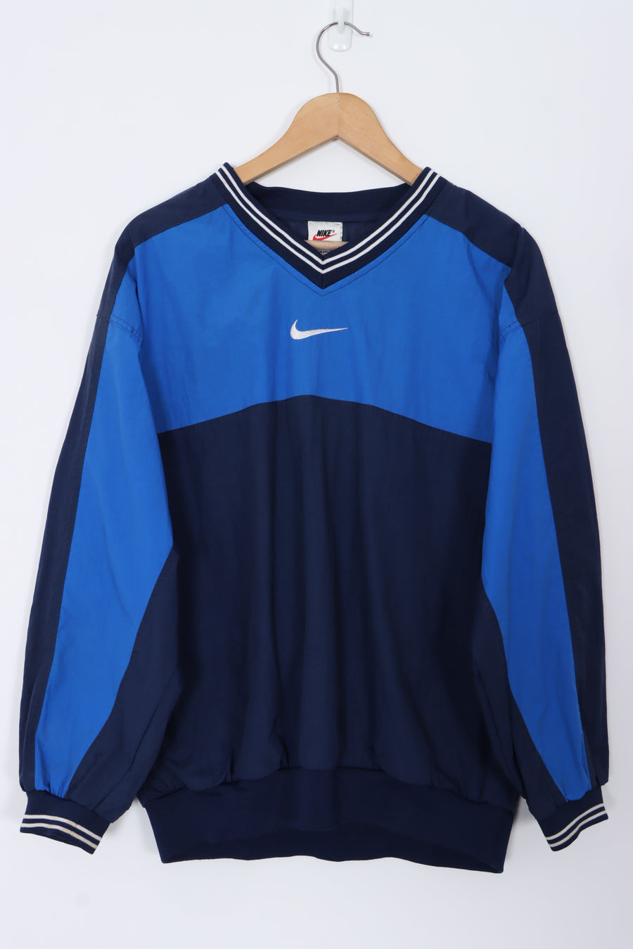 NIKE Blue Centre Swoosh Logo Colour Block Pullover Windbreaker (M)