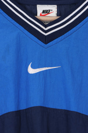 NIKE Blue Centre Swoosh Logo Colour Block Pullover Windbreaker (M)