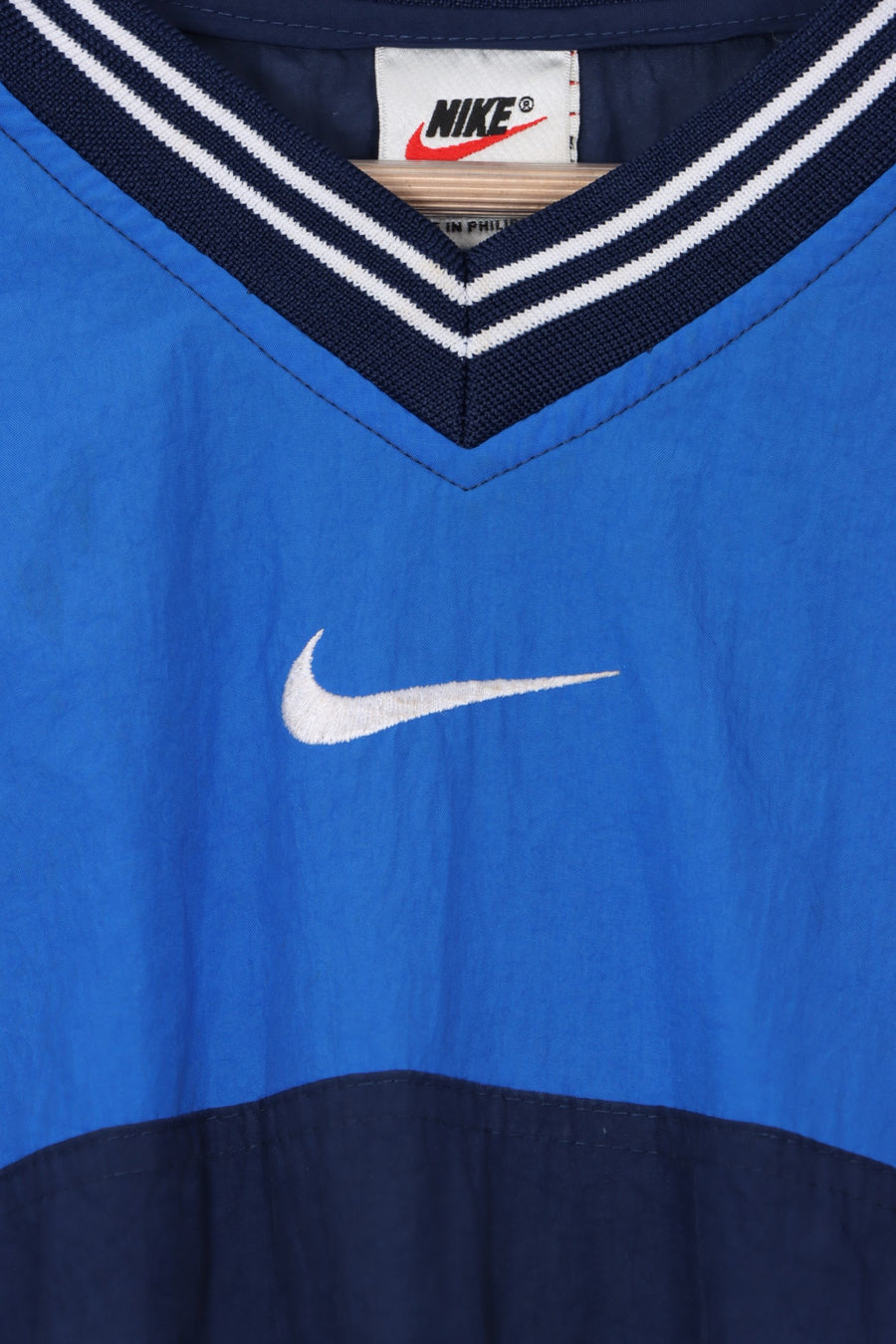 NIKE Blue Centre Swoosh Logo Colour Block Pullover Windbreaker (M)