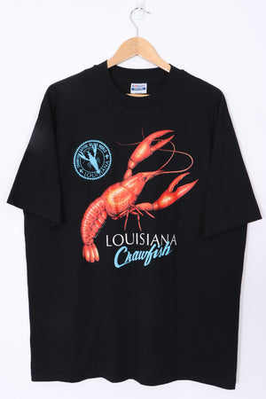 Louisiana Crawfish Black Single Stitch T-Shirt USA Made (XXL)