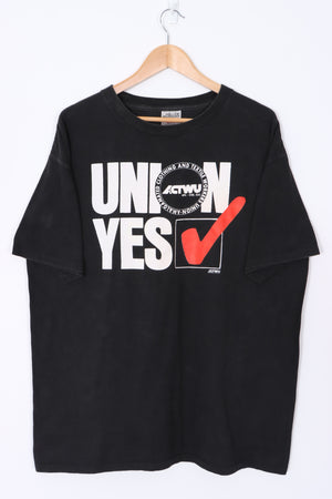 ACTWU Clothing & Textiles Union Vote Yes Single Stitch T-Shirt USA Made (XL)