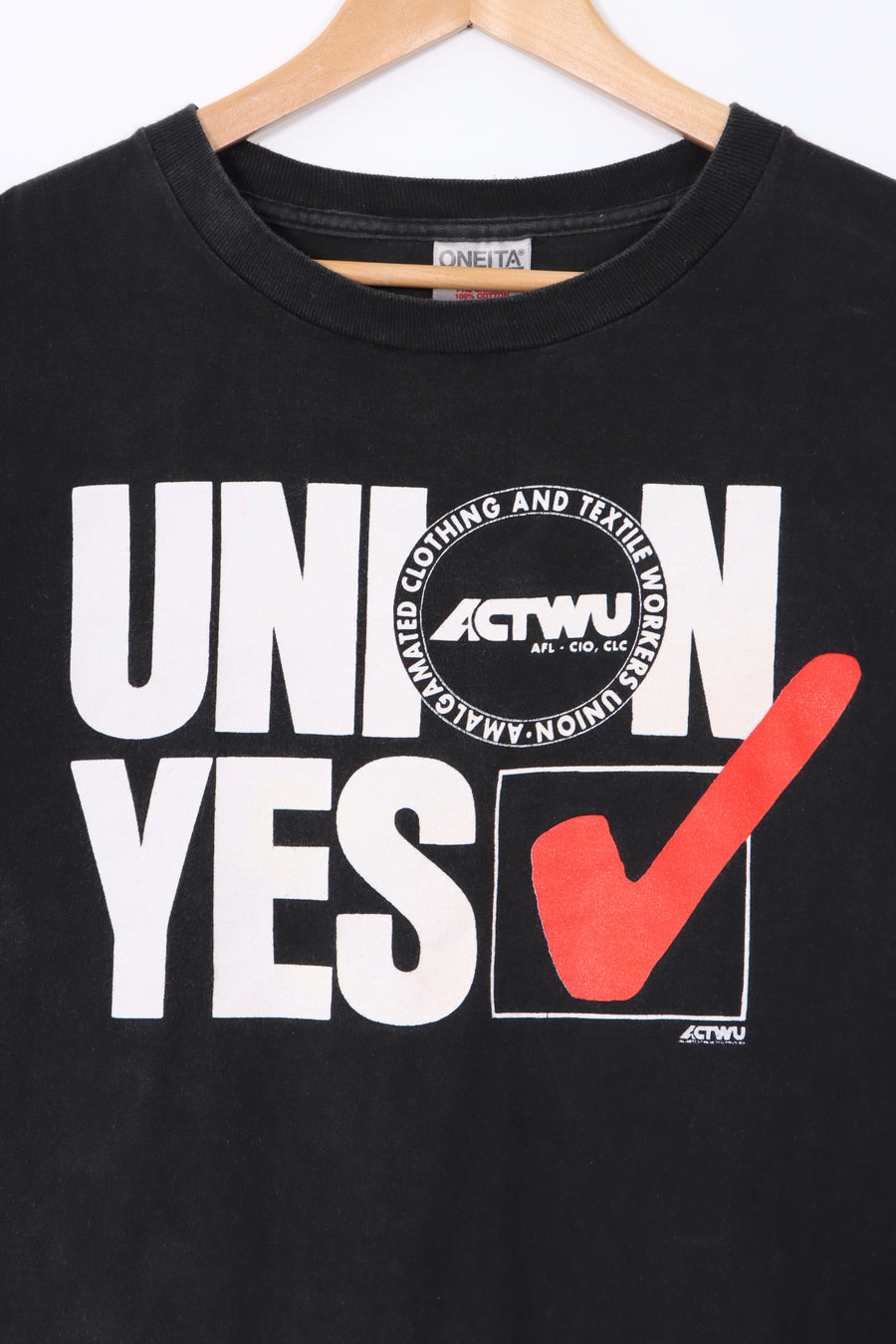 ACTWU Clothing & Textiles Union Vote Yes Single Stitch T-Shirt USA Made (XL)