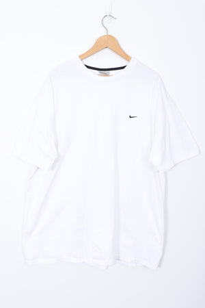 NIKE Embroidered Embroidered Swoosh White T-Shirt (XXXL)