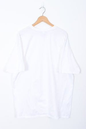 NIKE Embroidered Embroidered Swoosh White T-Shirt (XXXL)