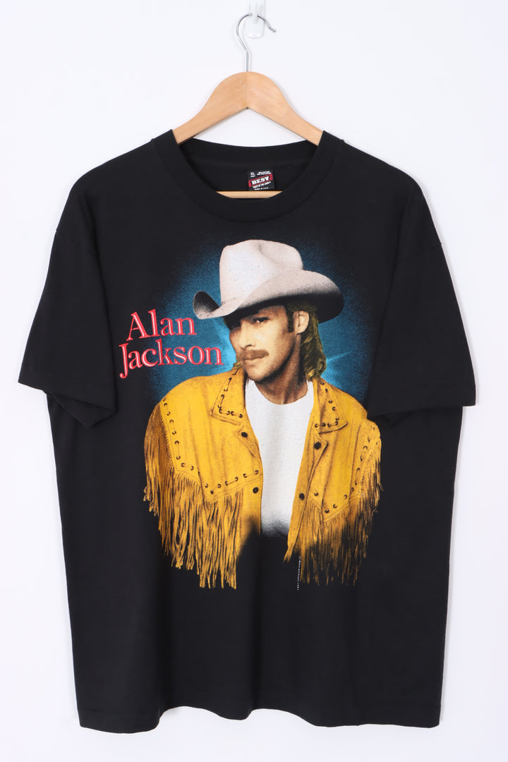 Alan Jackson 1993 'A Lot About Livin' Back Front Single Stitch T-Shirt USA Made (XL)