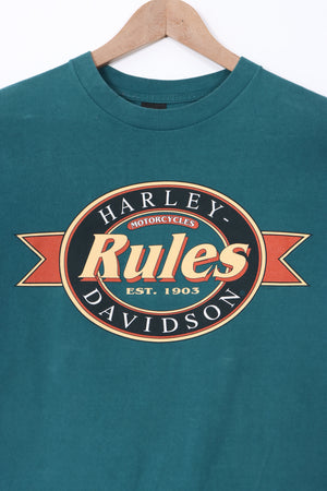 HARLEY DAVIDSON Rules 1995 Texas Front Back T-Shirt USA Made (L)