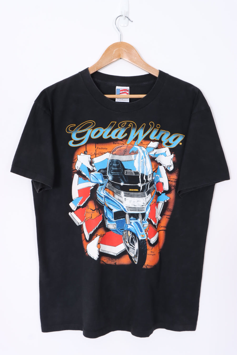 HONDA Goldwing Motorcycle Single Stitch T-Shirt USA Made (L)