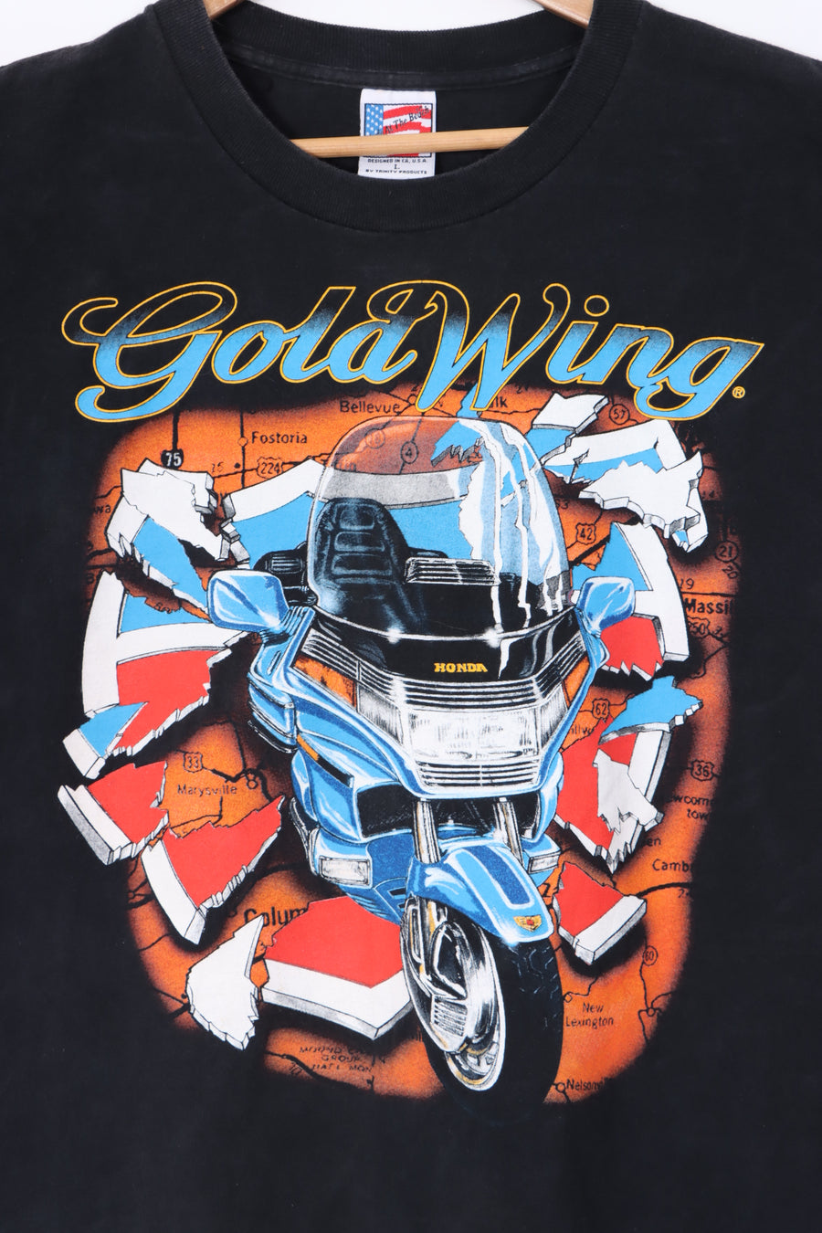 HONDA Goldwing Motorcycle Single Stitch T-Shirt USA Made (L)