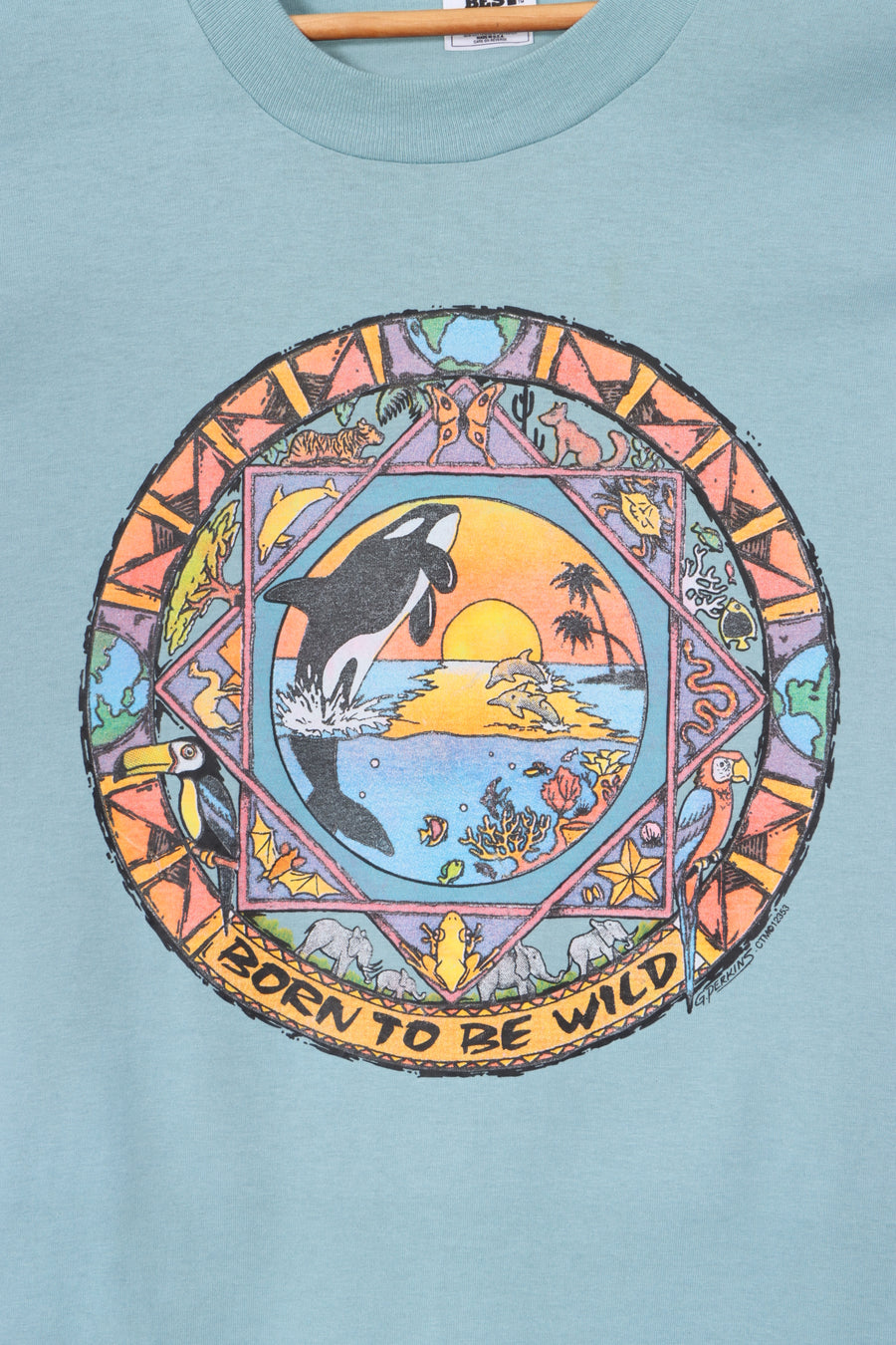 World Animals "Born To Be Wild" Single Stitch T-Shirt USA Made (XXL)