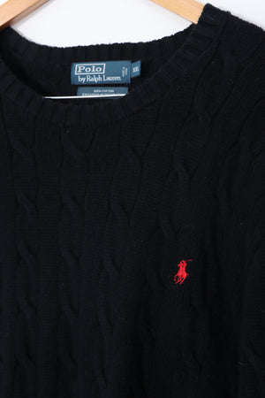 POLO by Ralph Lauren Cable Knit Black Sweater (XXL)