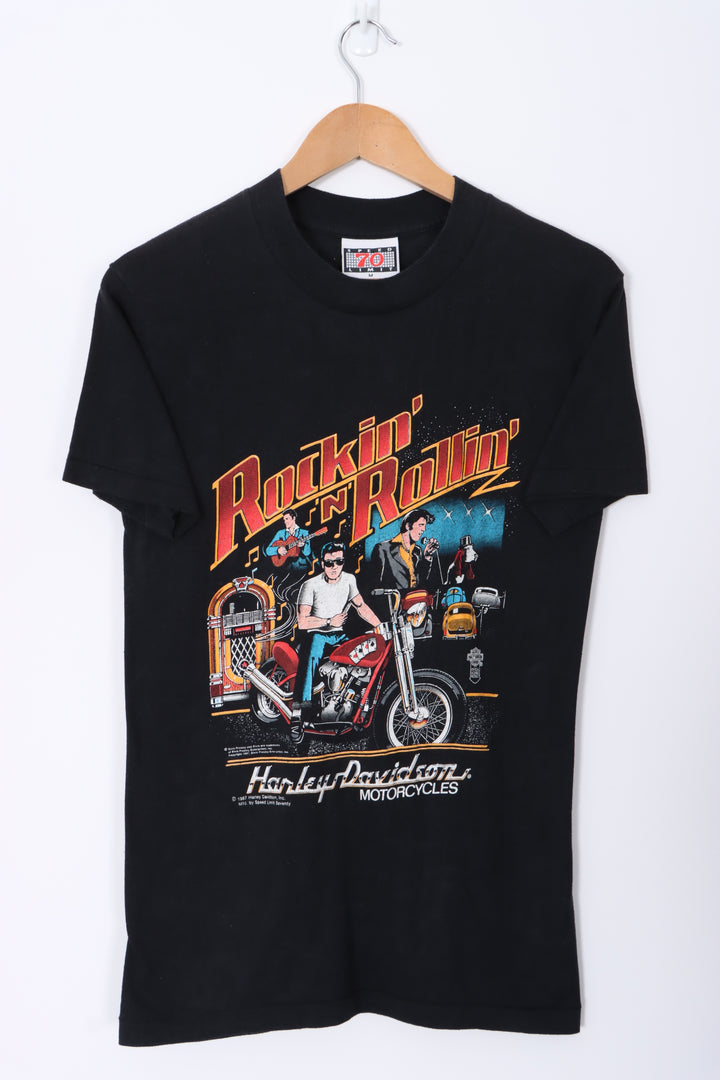 Vintage HARLEY DAVIDSON 1987 'Rockin Rollin' Elvis Presley Single Stitch T-Shirt (S)