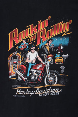 Vintage HARLEY DAVIDSON 1987 'Rockin Rollin' Elvis Presley Single Stitch T-Shirt (S)