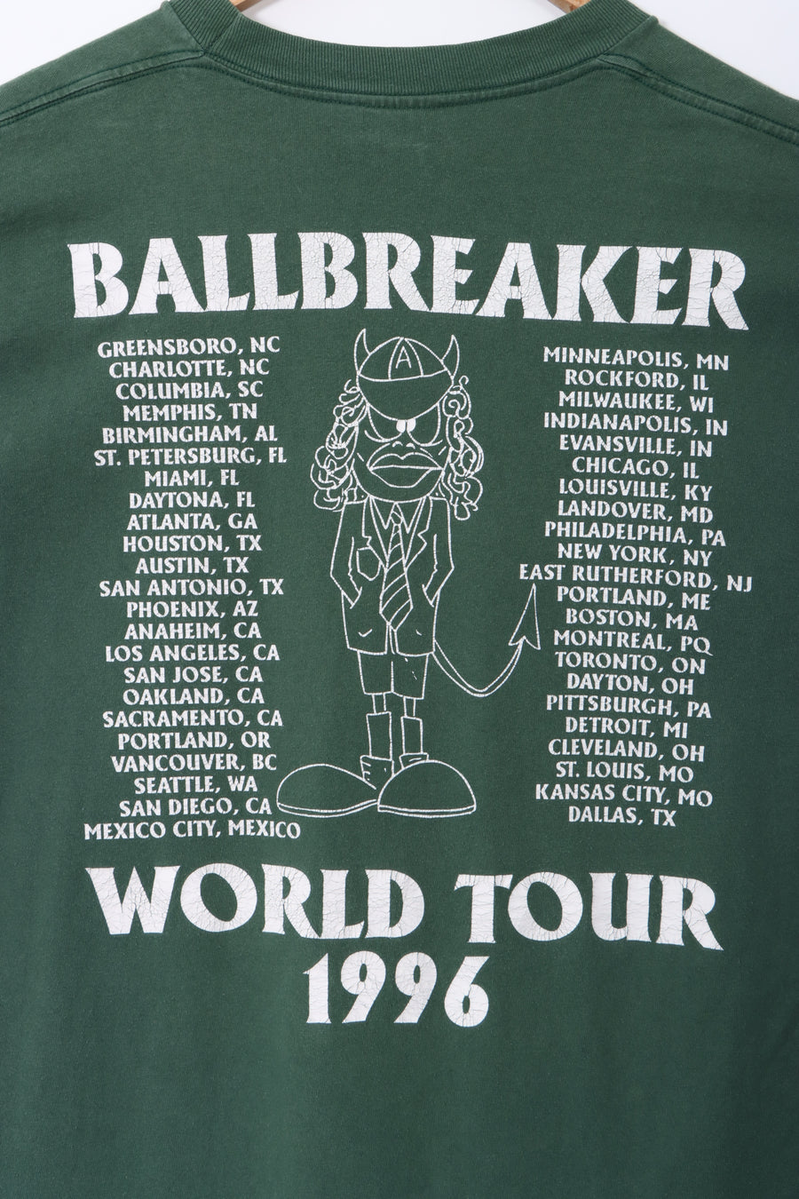 ACDC 1996 Ballbreaker Tour Green Single Stitch T-Shirt USA Made (XL)