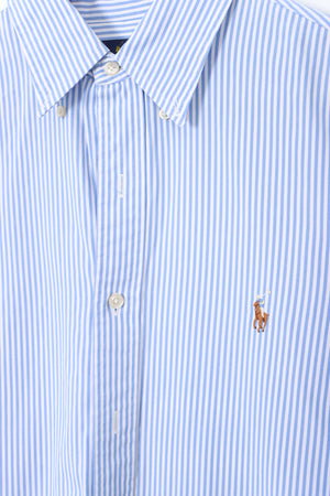 RALPH LAUREN Blue White Pintsripe 'Custom Fit' Shirt (M-L)